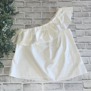 Kate Spade One Shoulder Ruffle Blouse
